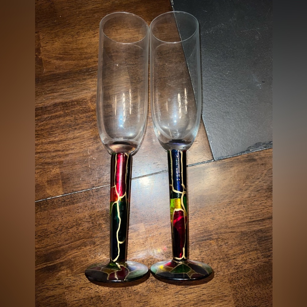 Stimas Romanian wine glass champagne flute pair